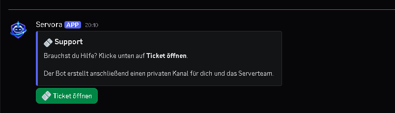Öffentliches Servora Support-Panel