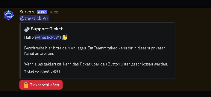 Privates Support-Ticket von Servora